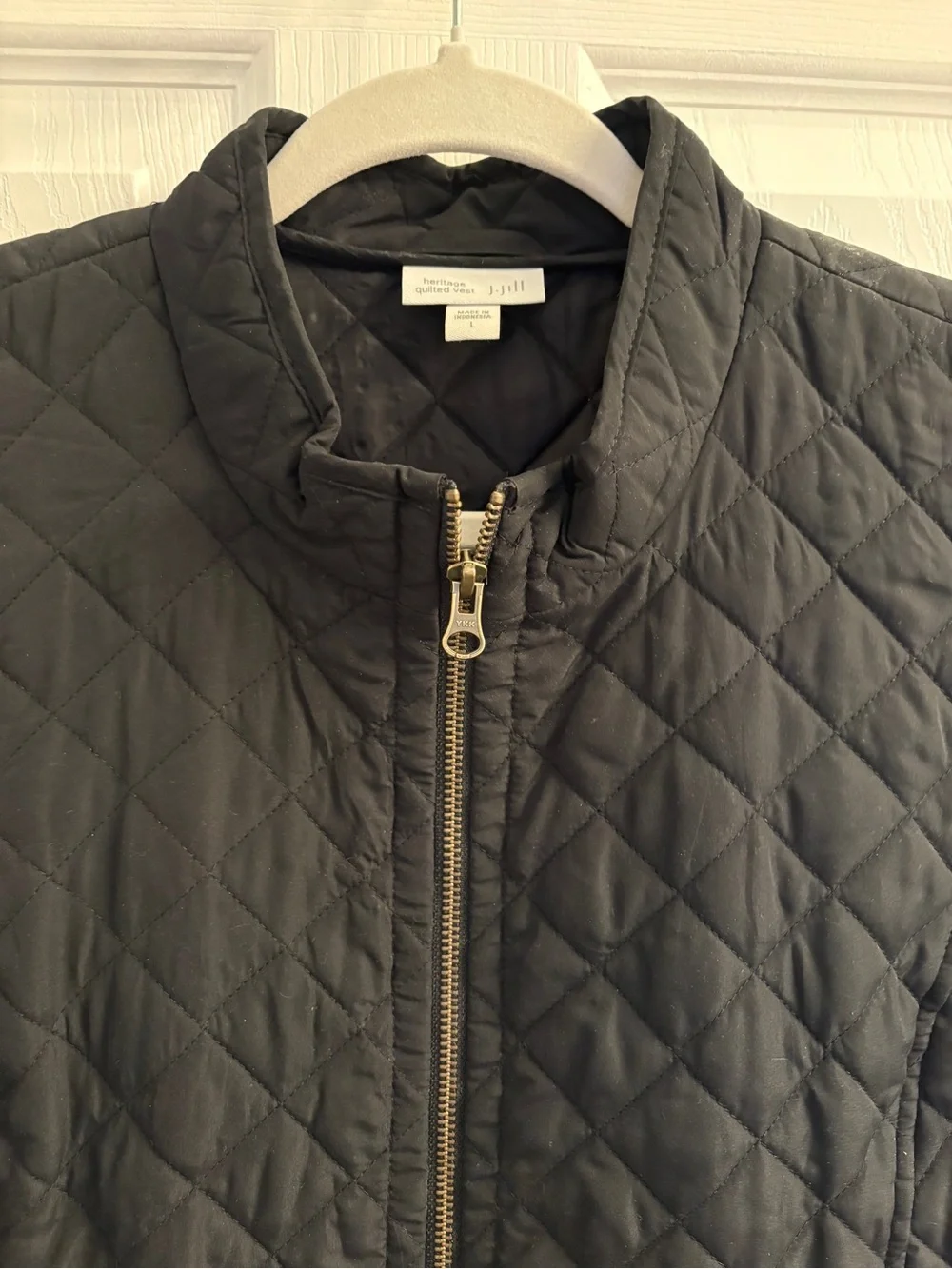 J. Jill Black Quilted Zip-Front Vest #0352